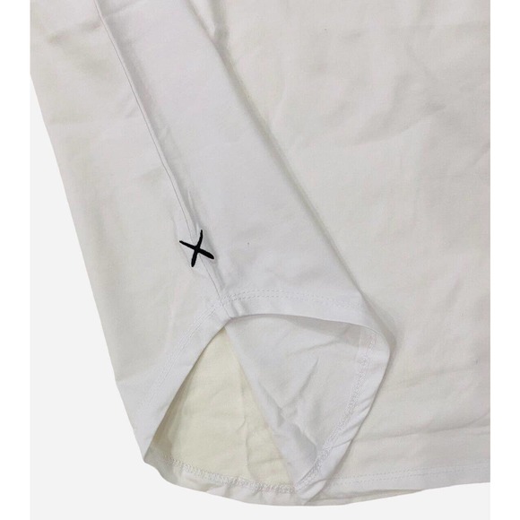 Cuts Clothing Men's Elongated Hem Henley 4 Way Stretch Tee T-Shirt - White - Picture 3 of 7